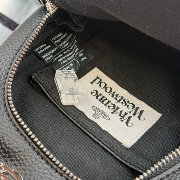 🆕 VIVIENNE WESTWOOD 🧿 NWOT Black Sling Bag, Orb Plaque Logo - AUTHENTICATED - Picture 14 of 16